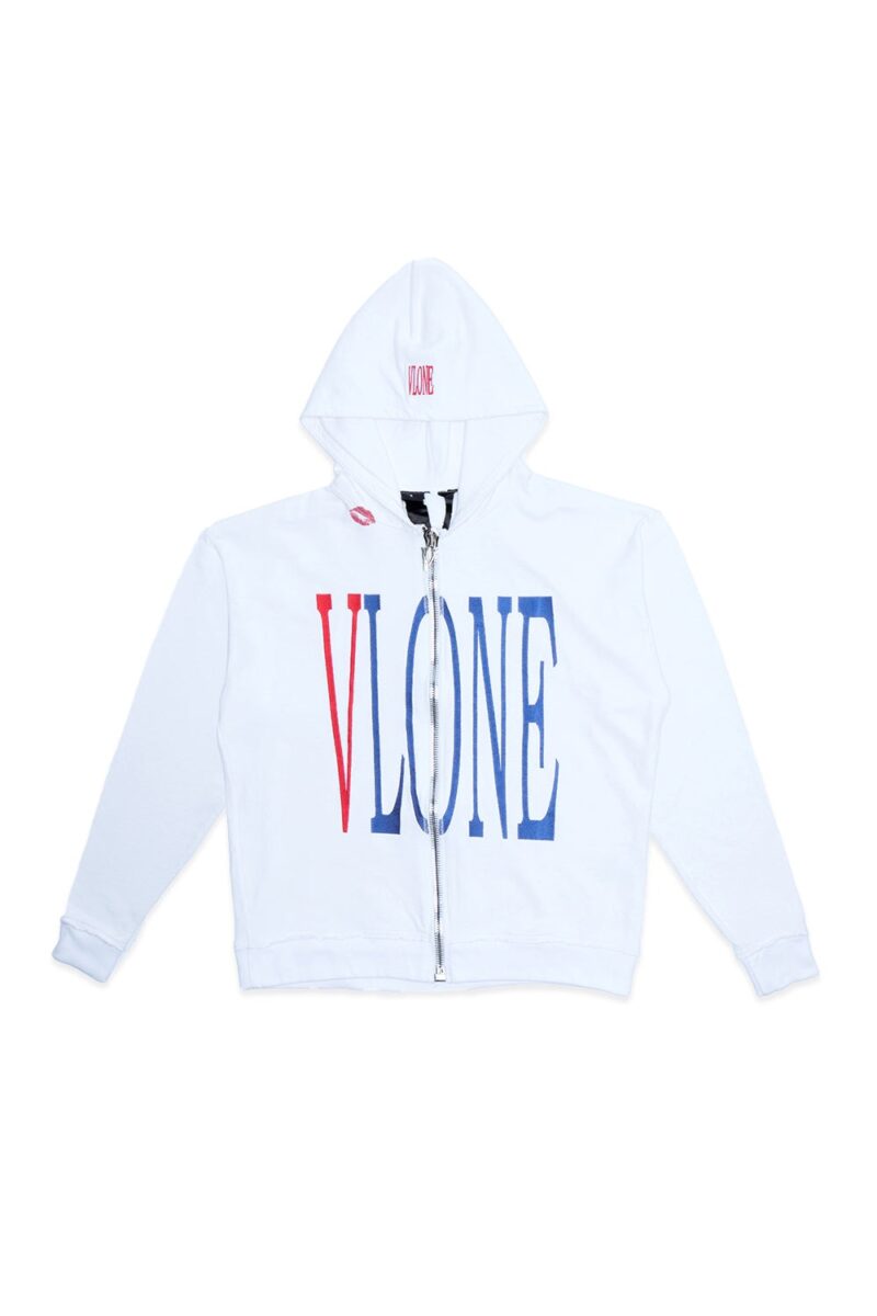 Vlone Red Lipstick Og Embroidered Zip Up Hoodie